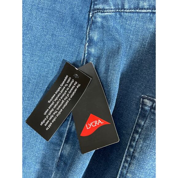 D&Co size 22W pull on jeans elastic waist back pockets stretchy cropped comfort - Picture 7 of 9